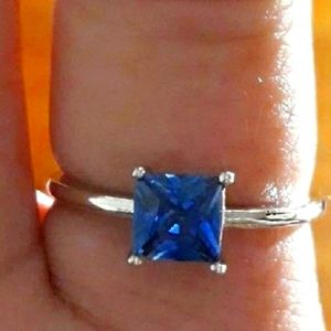 Princess Cut Tanzanite Ring in Sterling Silver